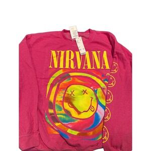 Nirvana Smiley Face Pink Crewneck Sweatshirt